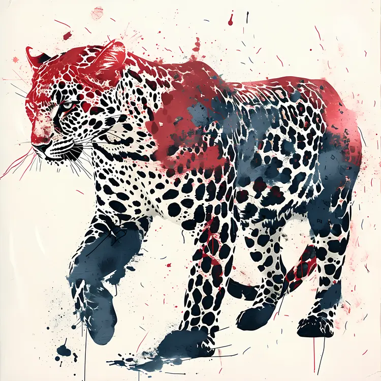Splattered Paint Leopard Illustration