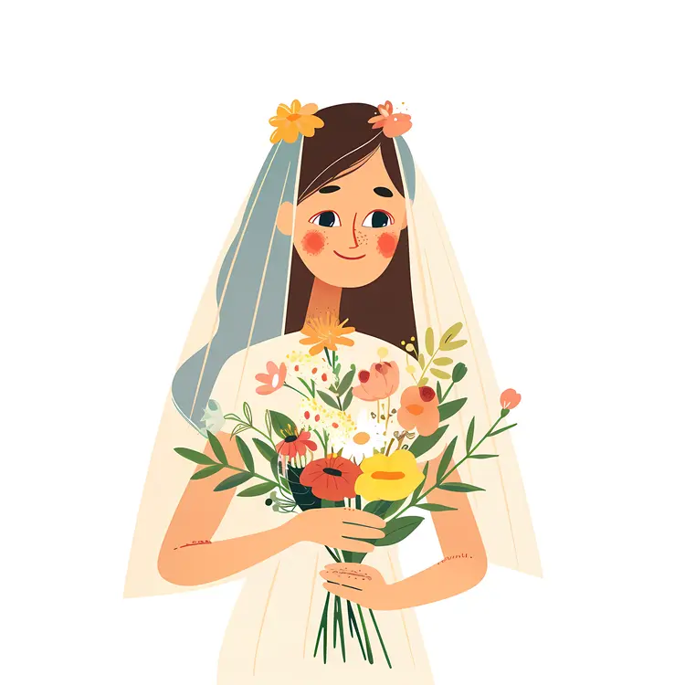Bride Holding Colorful Bouquet