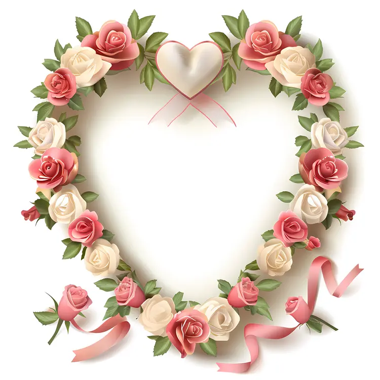 Heart-Shaped Floral Wreath with Roses