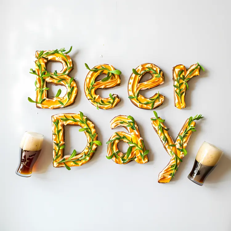Beer Day Letters with Beer Mugs Illustration