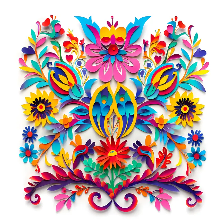 Colorful Paper Flowers in Artistic Arrangement