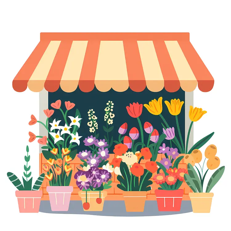 Colorful Flower Shop with Potted Plants