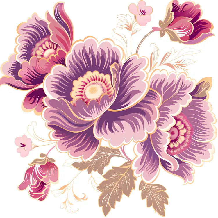Vibrant Floral Design with Purple and Pink Flowers