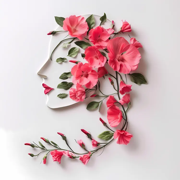 Silhouette with Pink Flowers