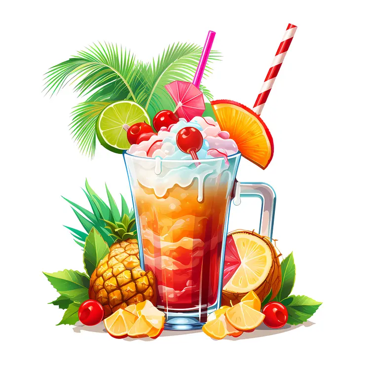 Tropical Drink with Pineapple and Lime
