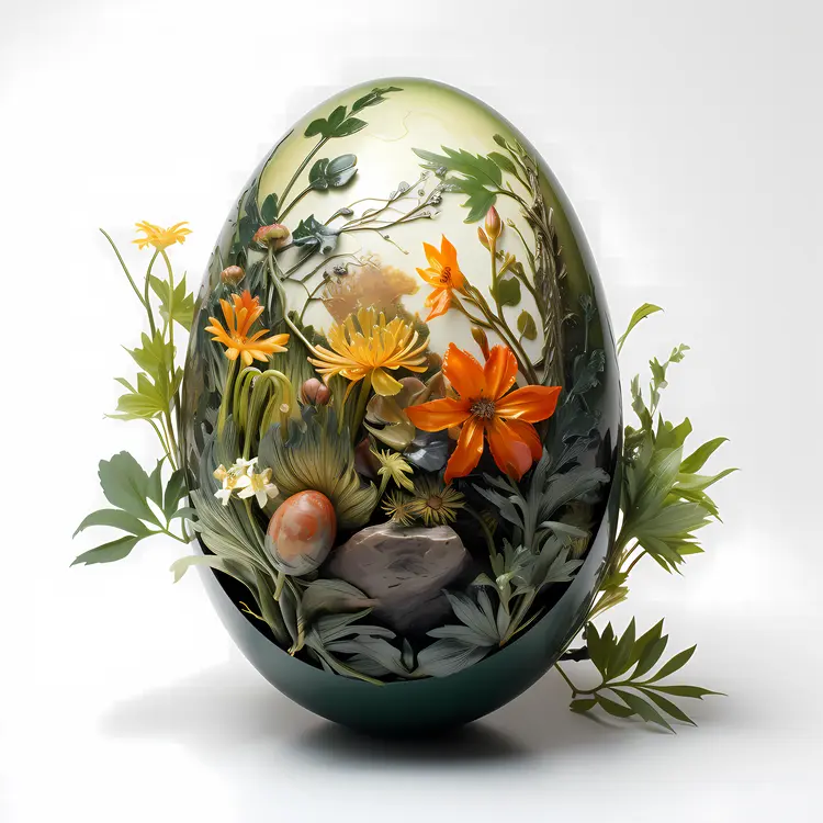 Decorative Egg with Flowers for Easter