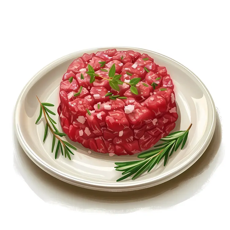 Beef Tartare with Herbs on Plate