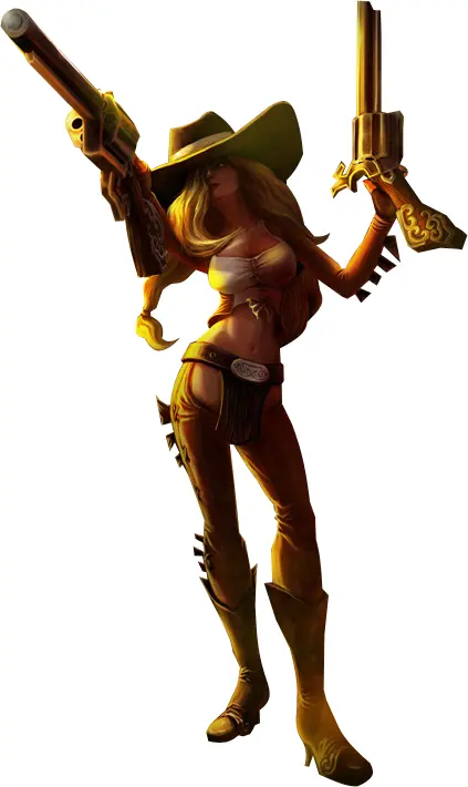 Cowgirl with Guns in Western Outfit