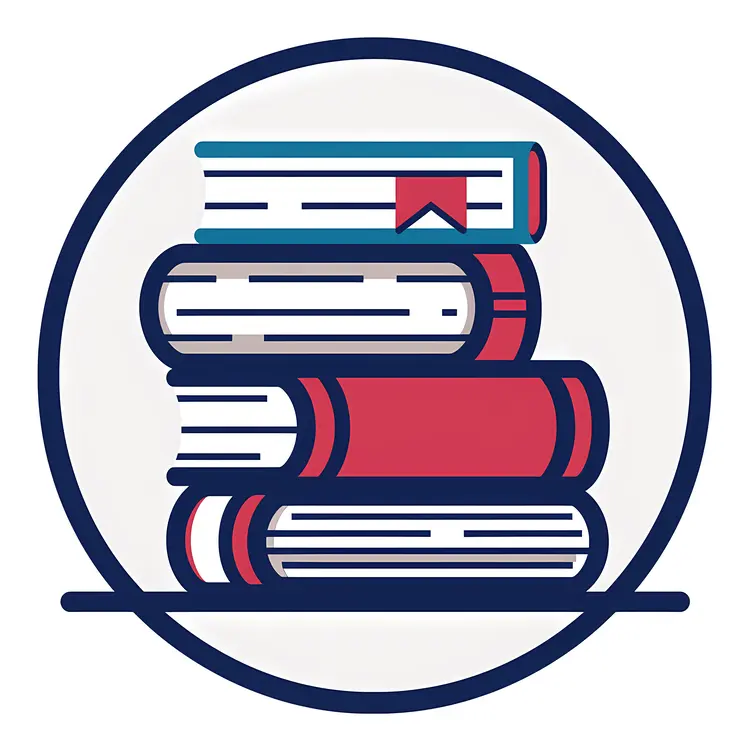 Stack of Books with Bookmark