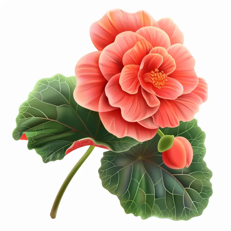 Pink Flower with Leaves