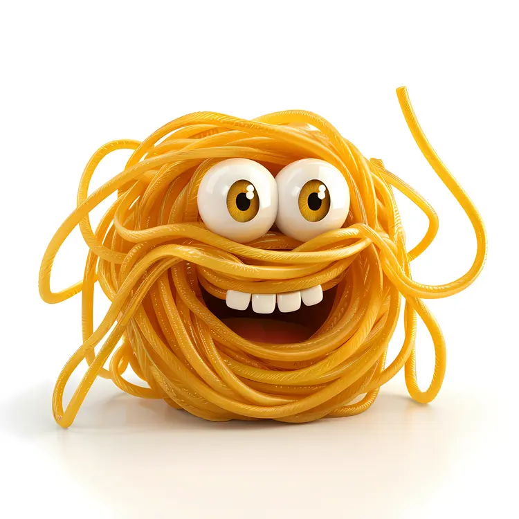 Smiling Spaghetti Ball Cartoon