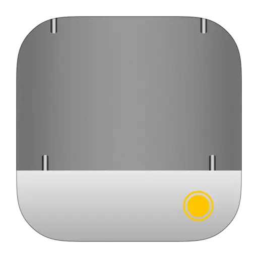 Gray Square Icon with Yellow Button