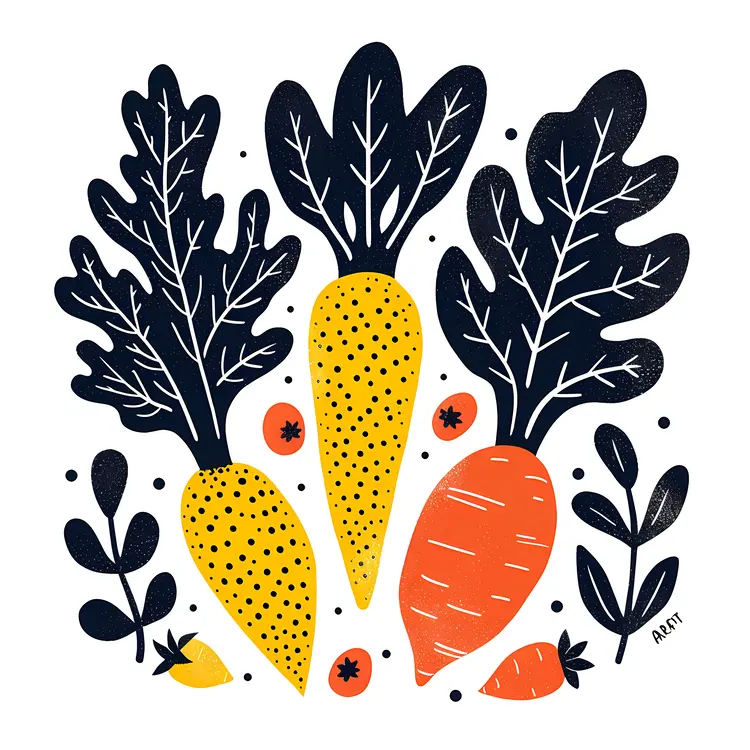 Carrots and Leafy Greens Illustration