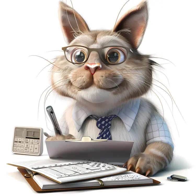 Cute Cat with Glasses and Clipboard