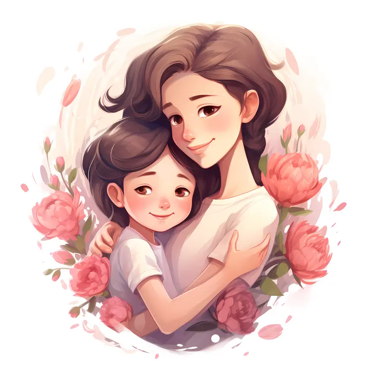 Mother and Child with Peonies