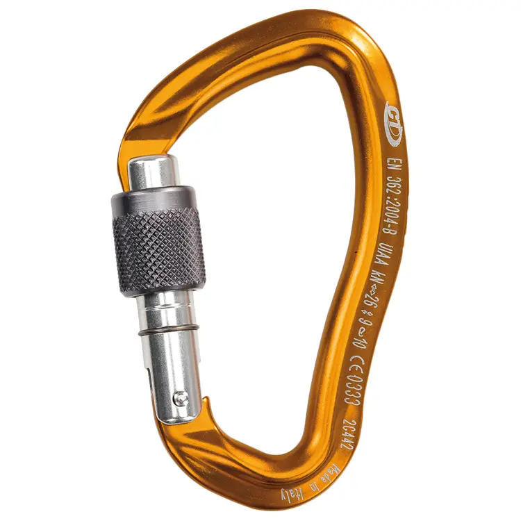 Orange Carabiner for Climbing Safety