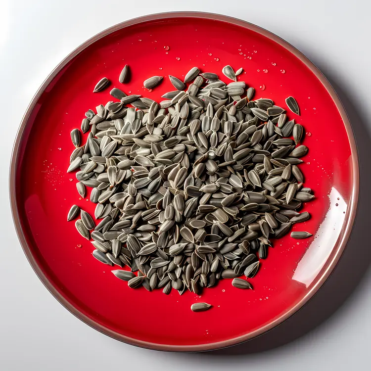 Sunflower Seeds in Red Bowl