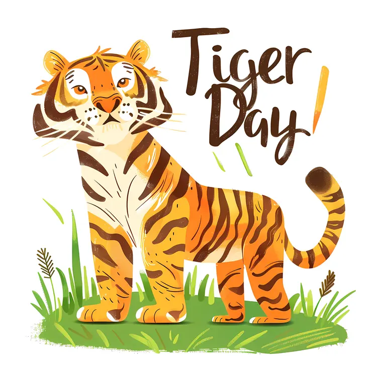 Tiger Day Illustration with Standing Tiger