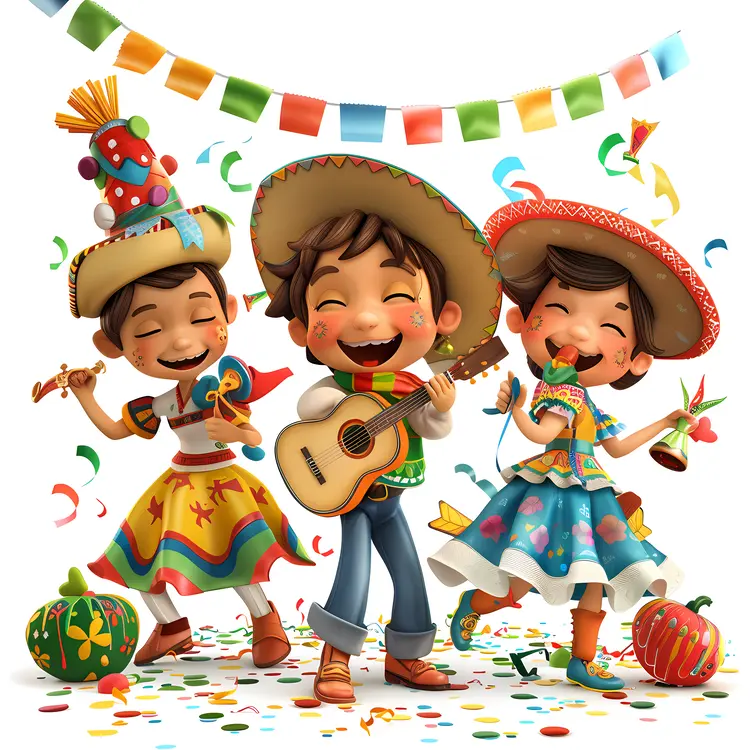 Festive Children in Colorful Costumes