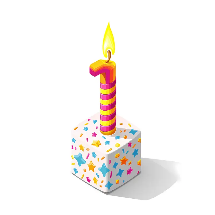 Starry Number 1 Candle on Cake