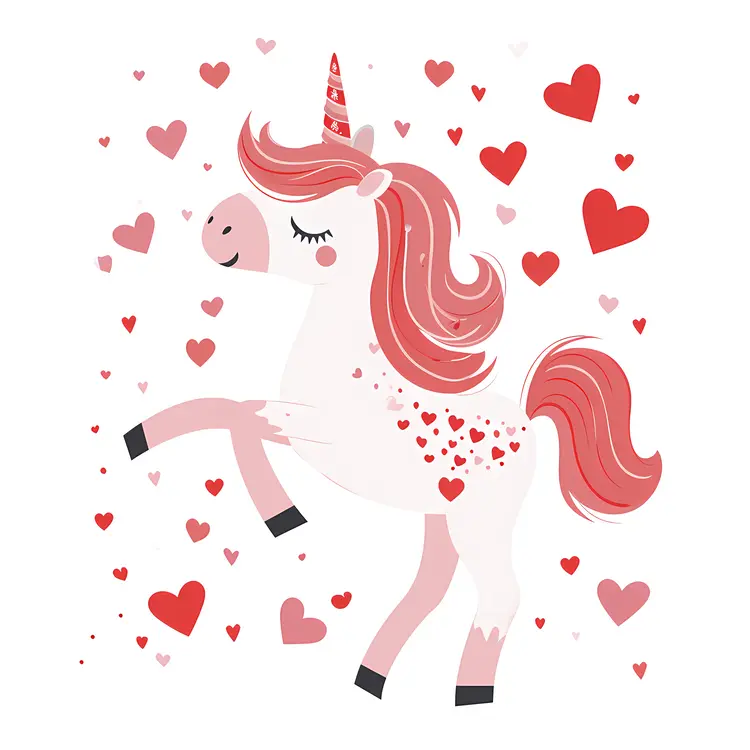 Dancing Unicorn with Hearts