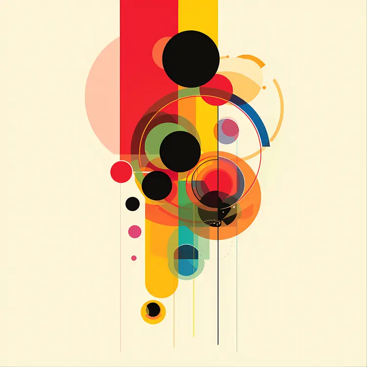 Colorful Circles and Lines in Abstract Art