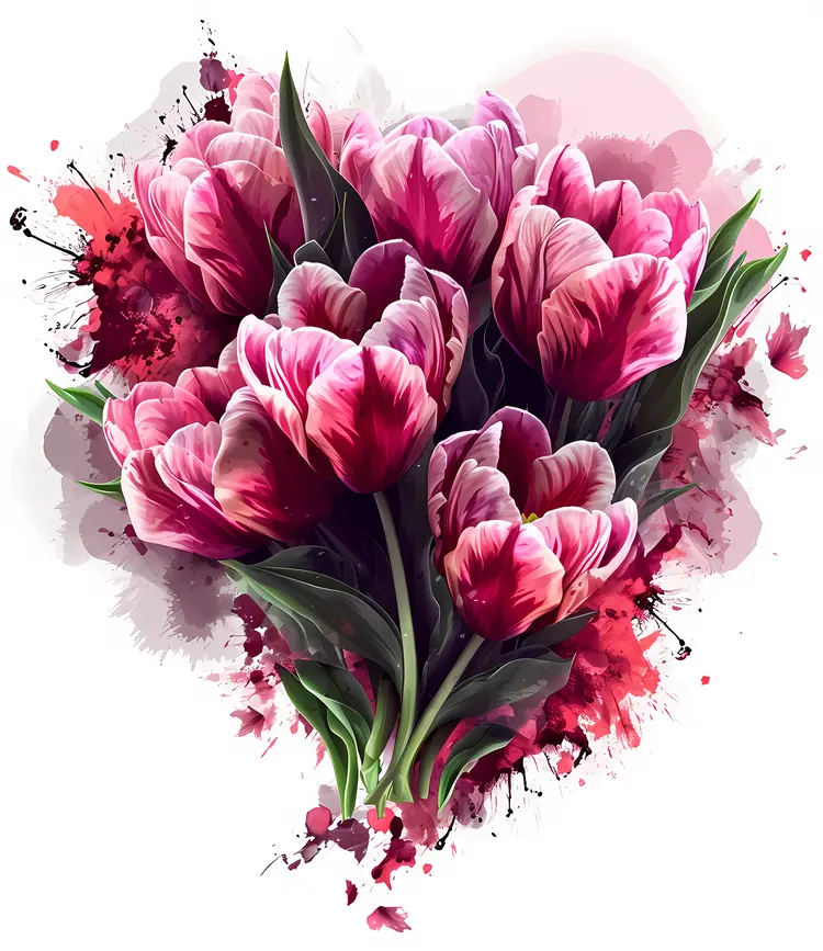 Heart Shaped Pink Tulip Bouquet