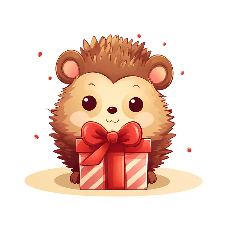 Cute Hedgehog with Gift Box
