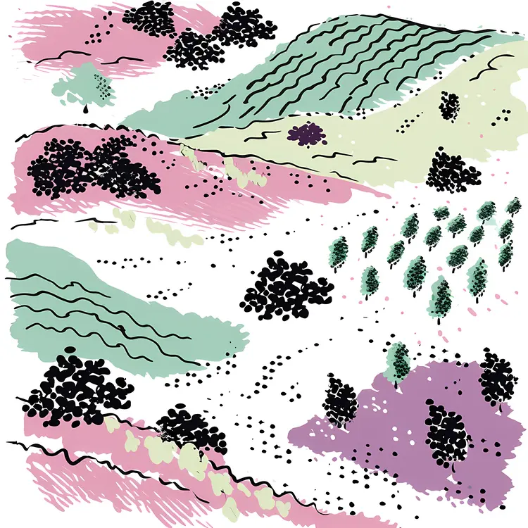 Abstract Vineyard Landscape with Grapes
