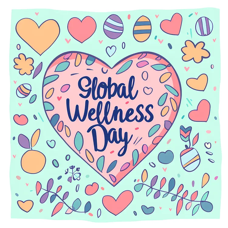 Global Wellness Day Heart Stamp