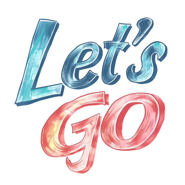 Colorful Let's Go Text Illustration