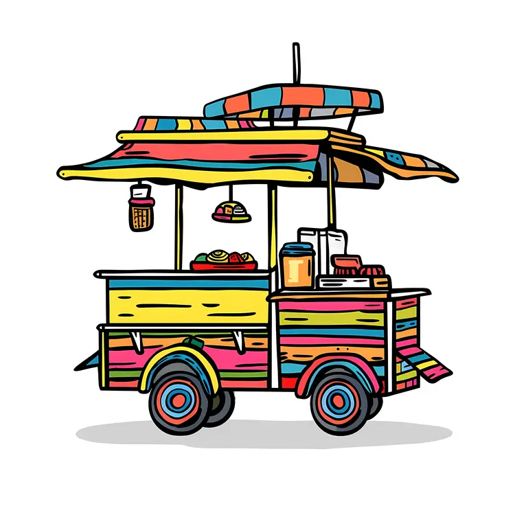 Colorful Street Food Cart