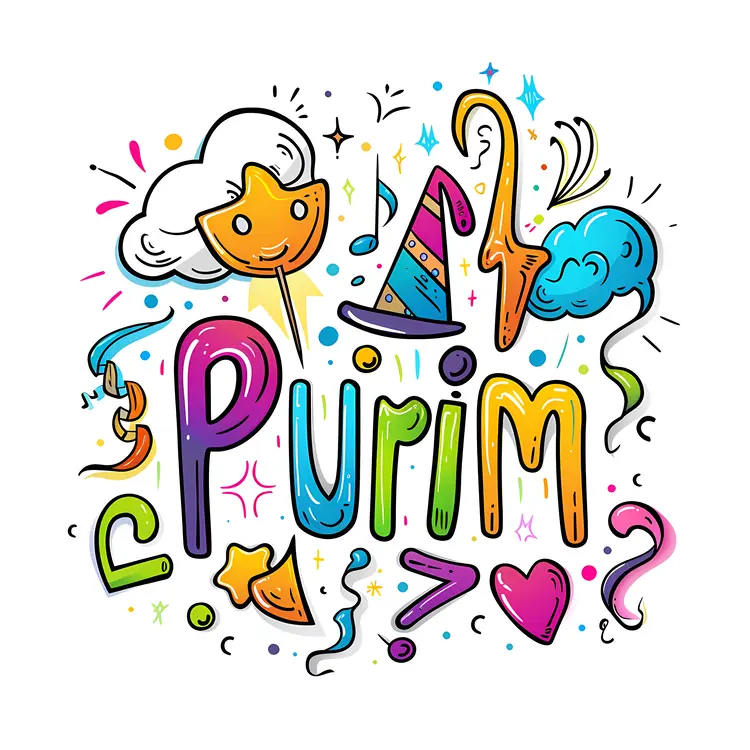 Purim Celebration with Colorful Decorations and Masks