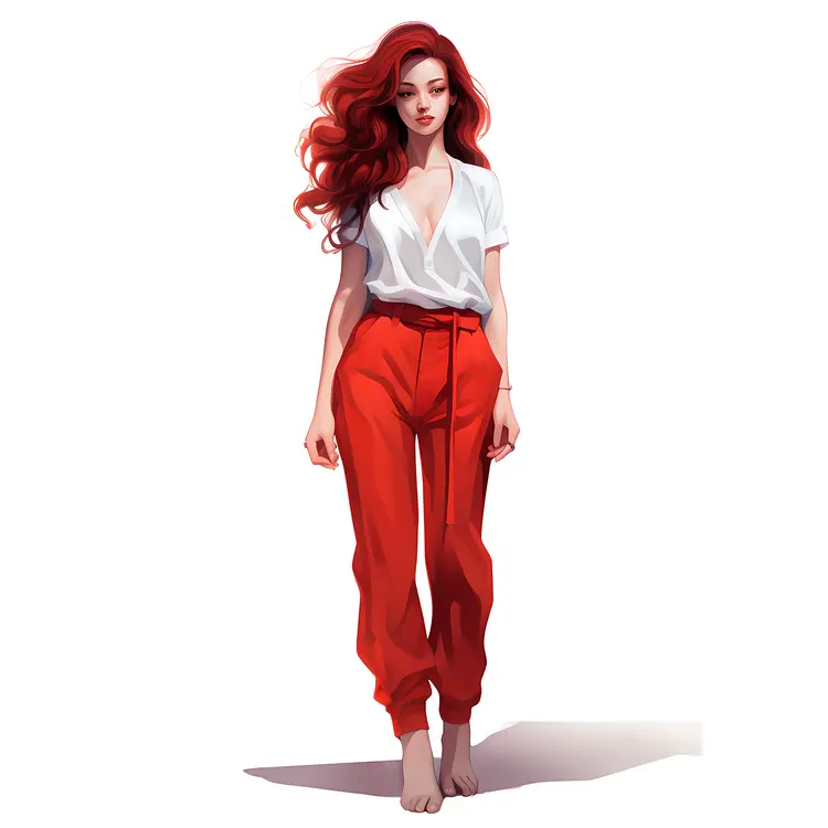 Casual Woman in Red Pants