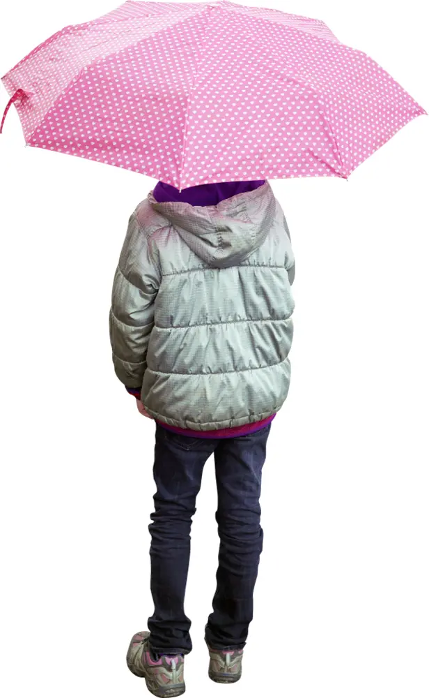 Child Holding a Pink Umbrella