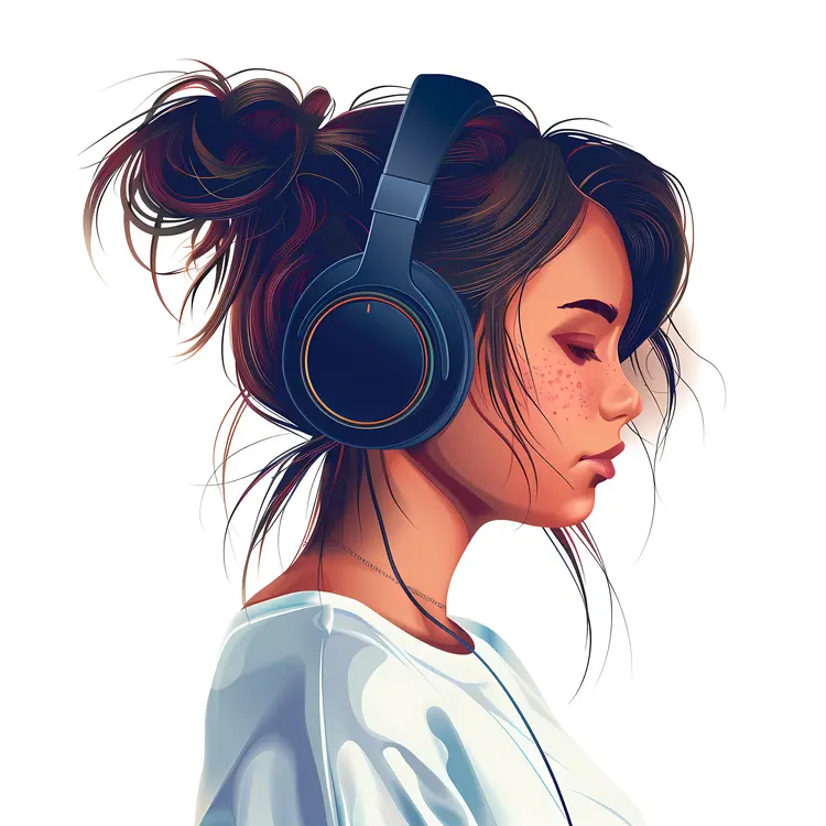 Artistic Girl with Headphones