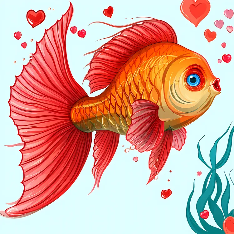 Orange Fish with Hearts