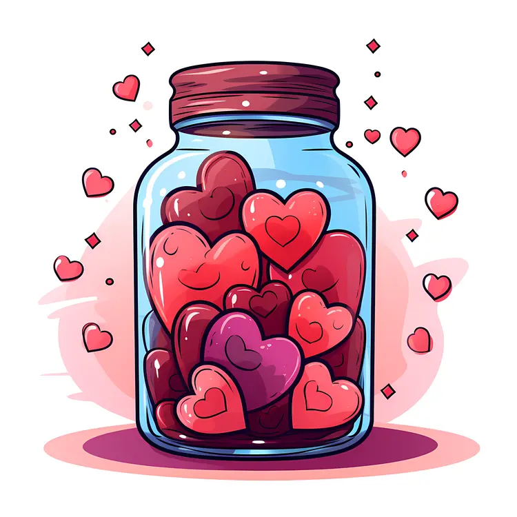 Jar Filled with Hearts for Valentine's Day