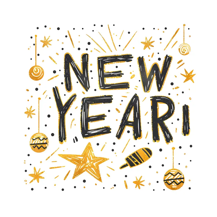 New Year Celebration with Festive Decorations