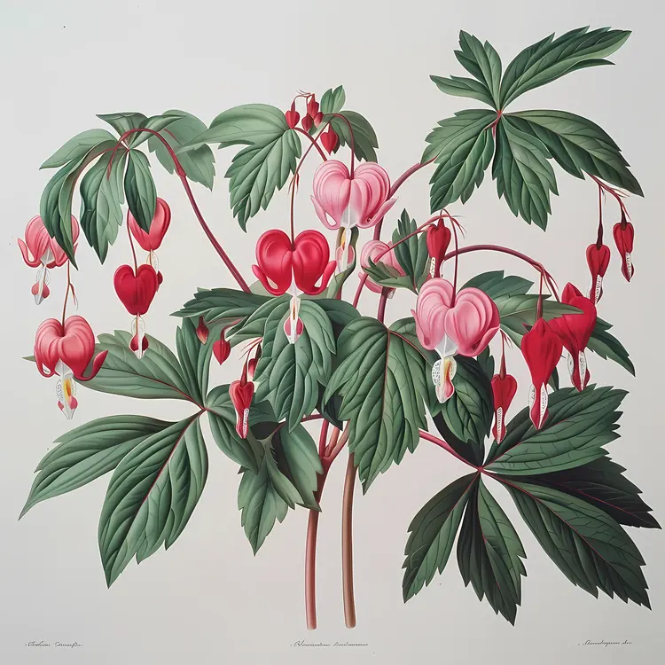 Beautiful Bleeding Heart Flowers in Pink and Red