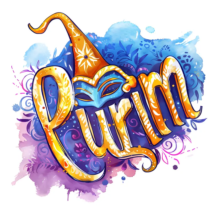 Artistic Purim Mask Illustration