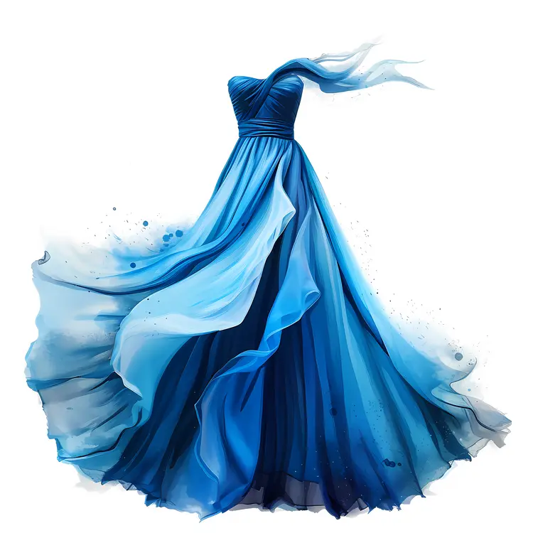 Flowing Blue Gradient Gown