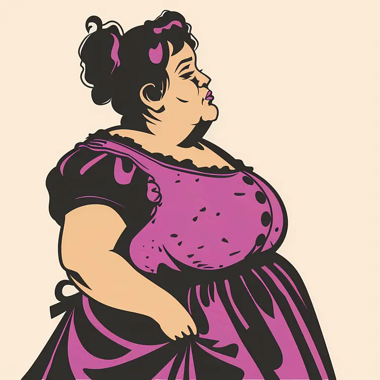 Vintage Woman in Purple Dress