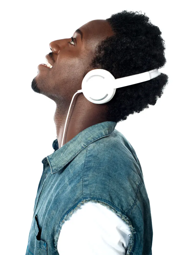 Man Listening to Music with Headphones