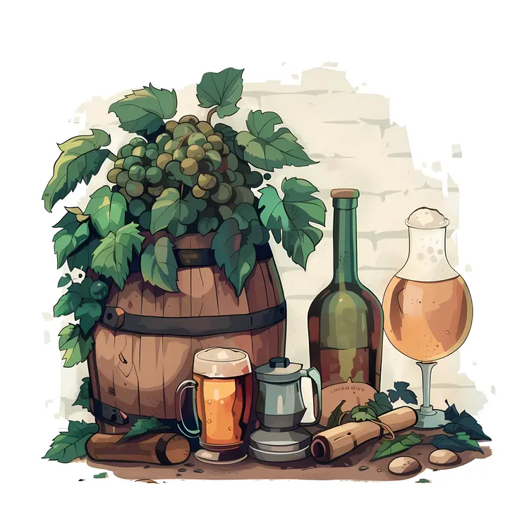 Rustic Barrel and Assorted Drinks