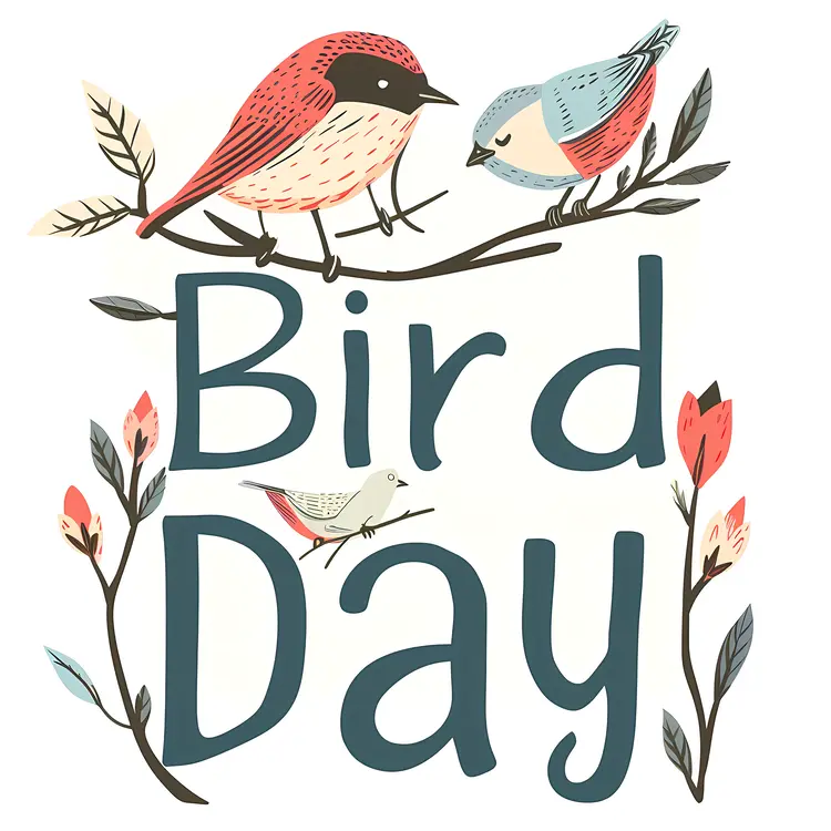 Bird Day with Birds on Branch