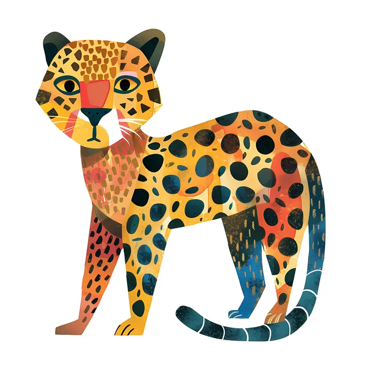 Colorful Cartoon Leopard