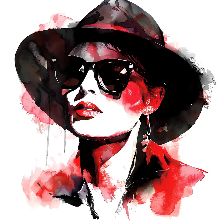Stylish Woman in Hat and Sunglasses