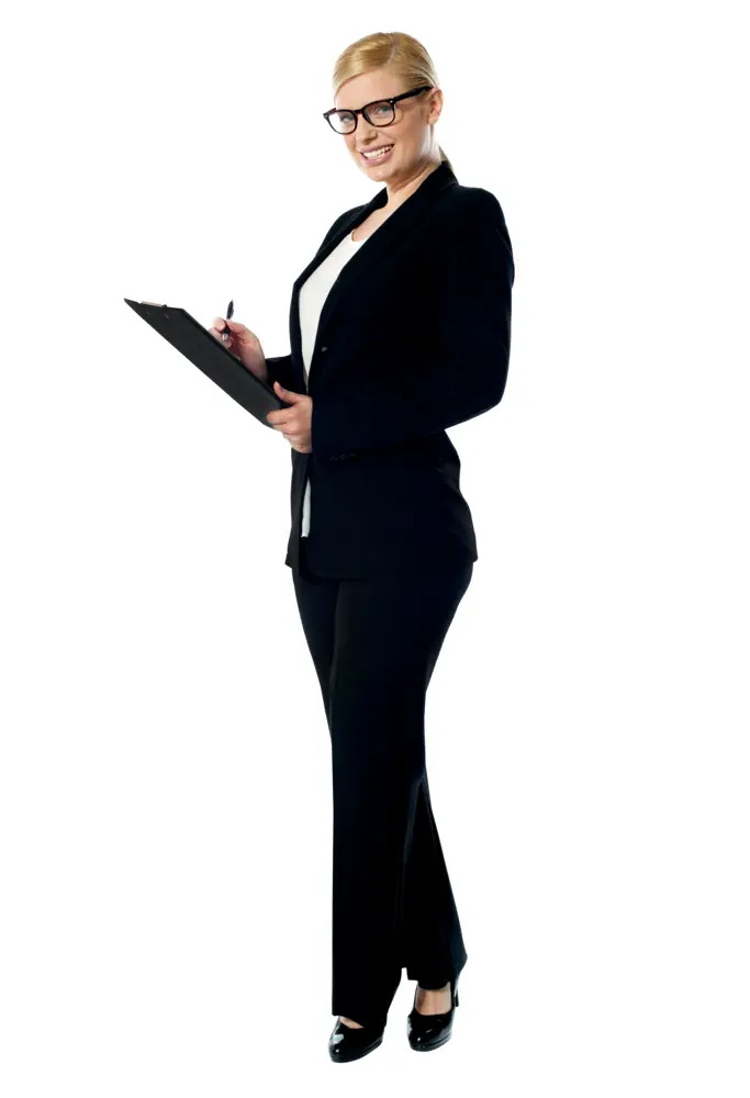 Businesswoman with Clipboard in Formal Attire