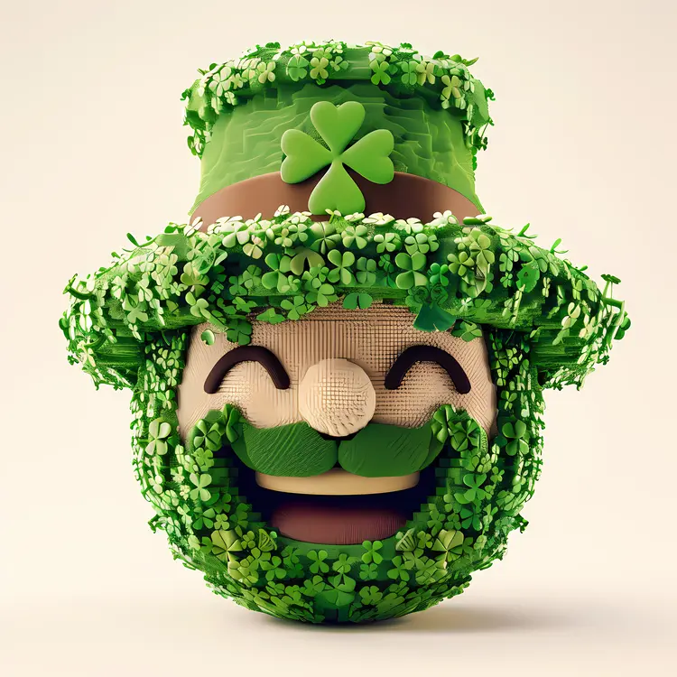 Happy Leprechaun with Clover Hat